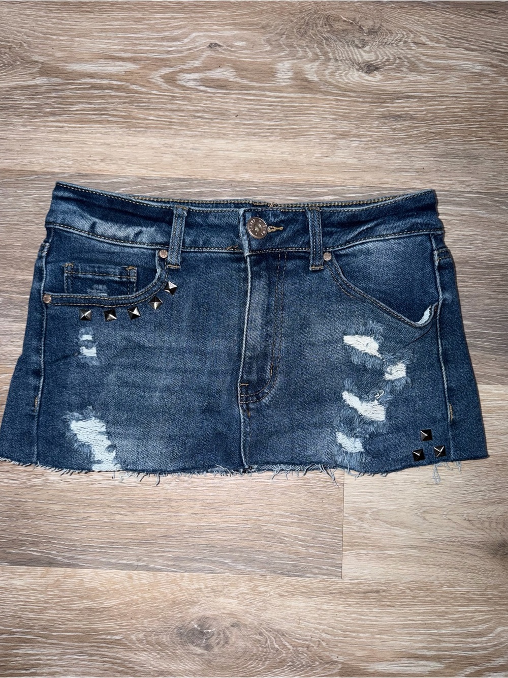 Grunge Studded Low Rise Micro Mini Skirt